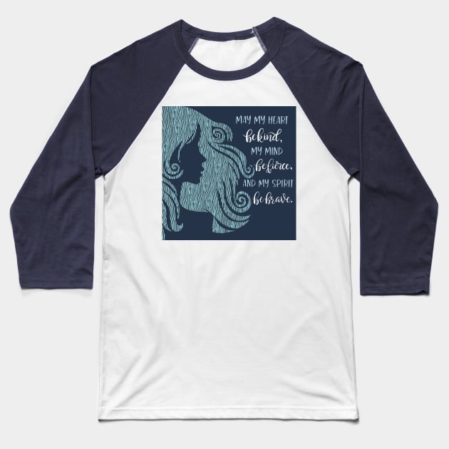 Kind Fierce Brave Baseball T-Shirt by AndreaBlack
